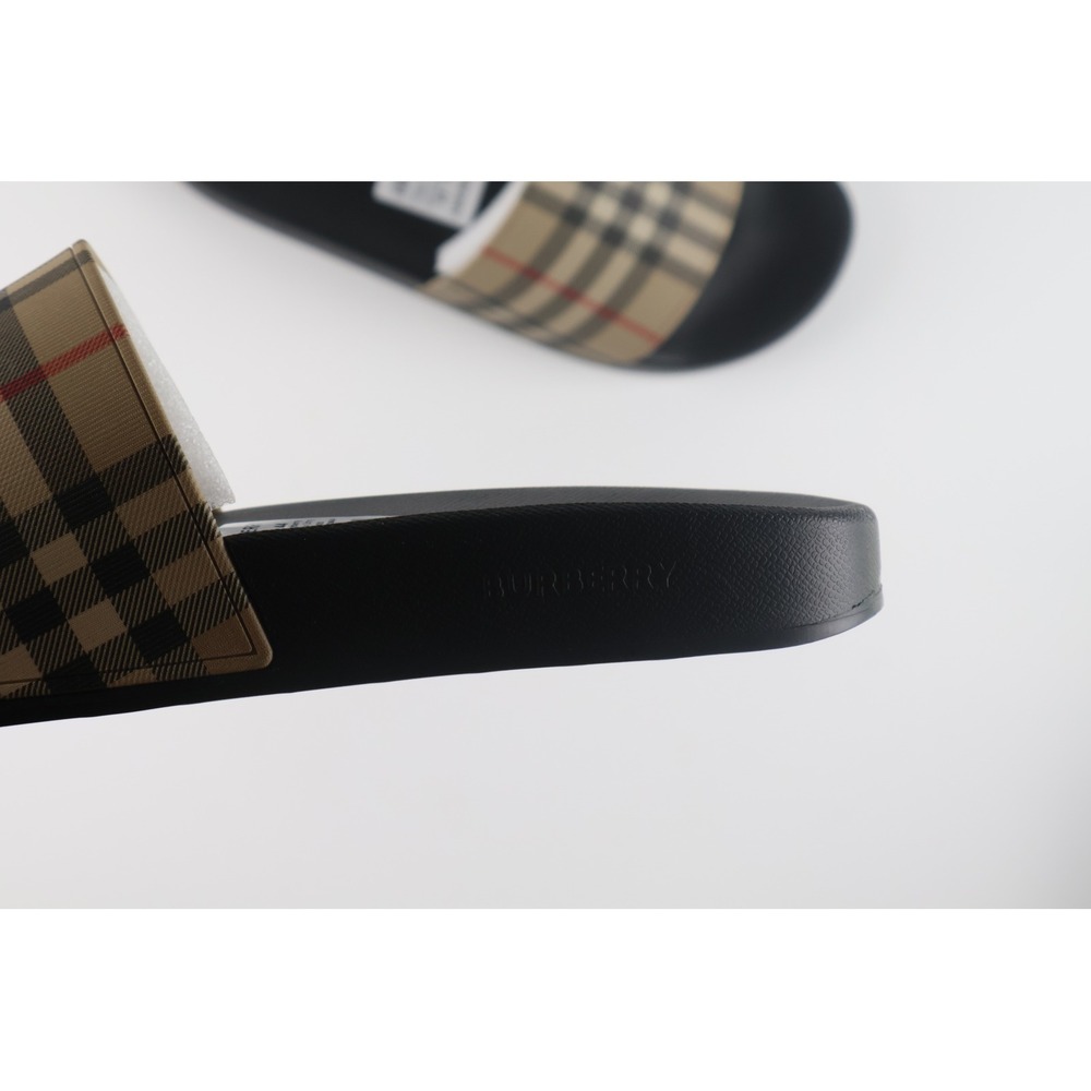 Burberry Slides Vintage Check 44 Beige Black Men Pool Sandal Luxury Casual - Picture 4 of 9